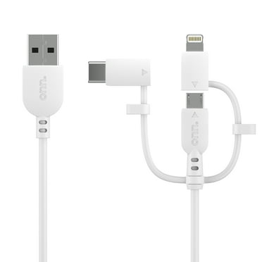 Alto Clef Retractable USB Charging Cable 3 in 1 Single Pull Retractable Fast Charger Cord Connector USB Port Compatible for All Phones Compatible Tablets 